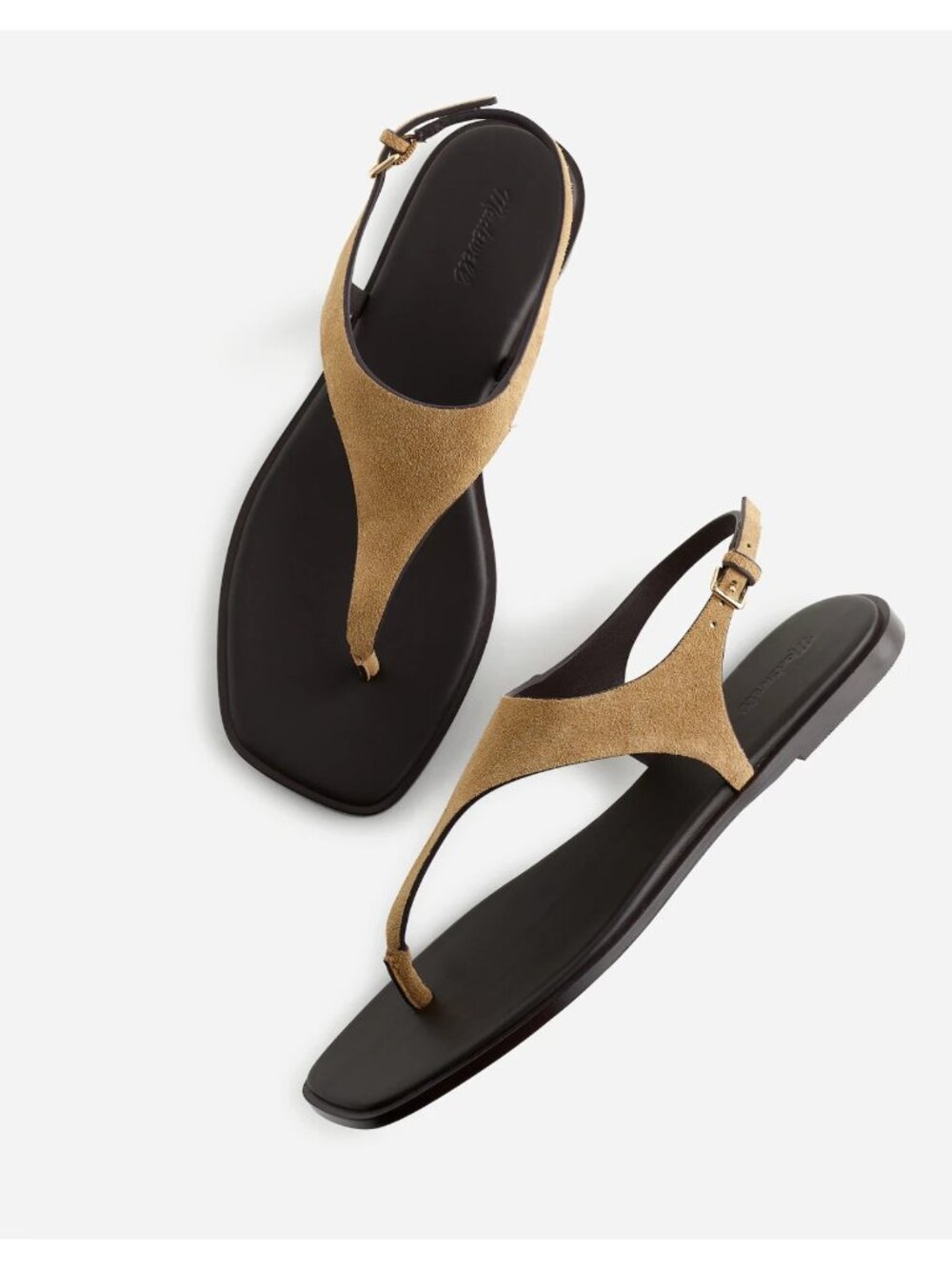 Madewell Womens The Kira Covered Thong Tawny Khaki Leather Sandal Sz 8.5 M